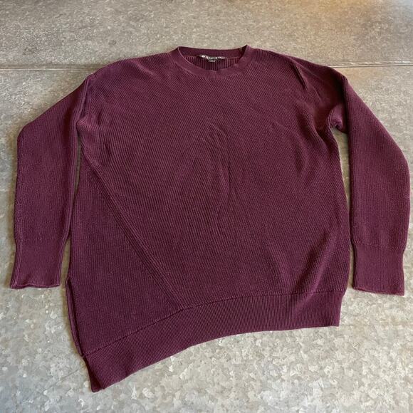 Athleta Rest Day Asym Crewneck Sweater Womens Small Purple Cotton Silk Lyocell - Picture 2 of 11